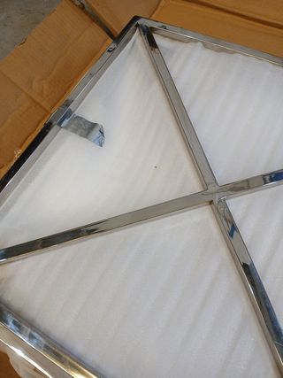 Mesa de centro cristal y metal plateado