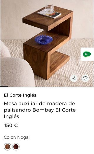 Mesa auxiliar madera nogal Z (3piezas). 100 c/u.