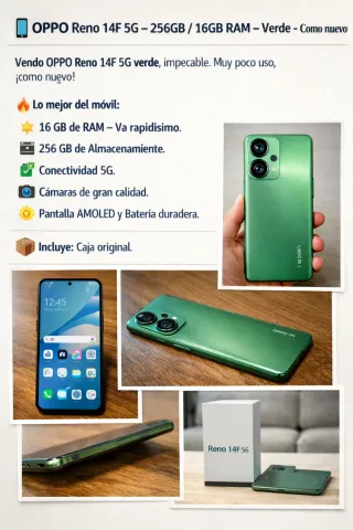 OPPO Reno 14F 5G Verde 256GB / 16GB RAM