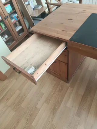 Mesa madera maciza con cajones y archivador