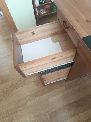 Mesa madera maciza con cajones y archivador