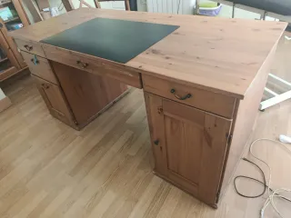 Mesa madera maciza con cajones y archivador