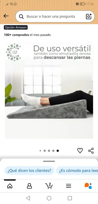 Cojín cuña cama/sofá gris