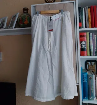 Falda midi DENIM blanca talla L/40