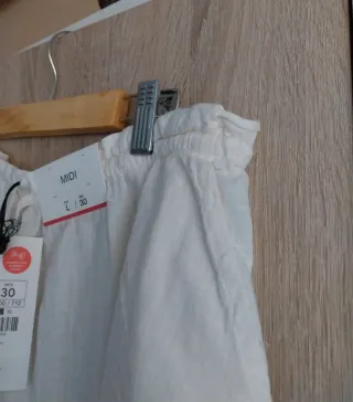 Falda midi DENIM blanca talla L/40