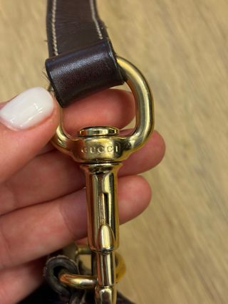 Borsa in pelle Gucci Vintage marrone dorato