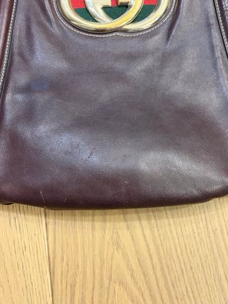 Borsa in pelle Gucci Vintage marrone dorato
