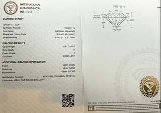 Diamante Natural 0.51ct Redondo E I2