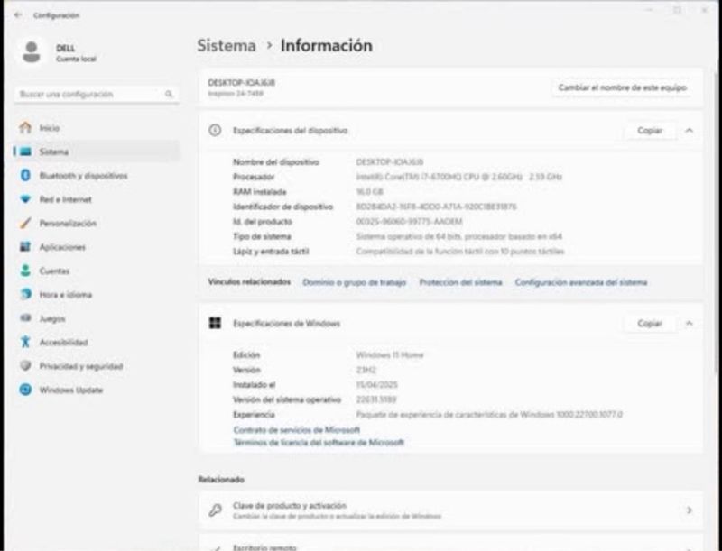 Dell i7 Táctil 16GB RAM 256GB SSD Nvidia 4GB afbeelding 7