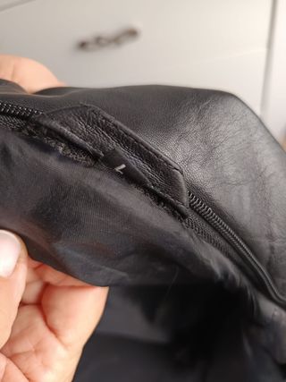 Cazadora Cuero Negra Hombre.