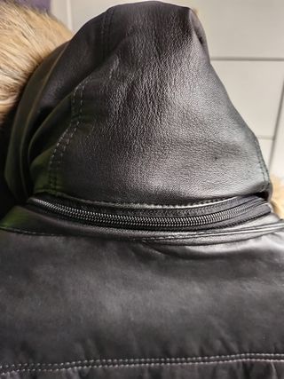 Cazadora Cuero Negra Hombre.