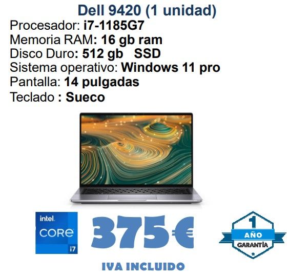 Dell 9420 i7-1185G7 16GB RAM 512GB SSD