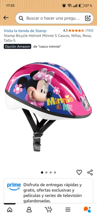 Casco infantil Minnie Mouse rosa