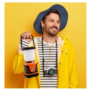 Lámpara LED Camping Naranja y Negra