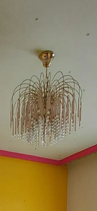 Lámpara araña cristal roca dorada