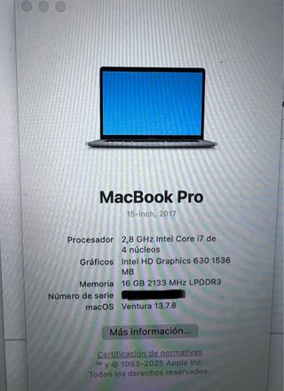 MacBook Pro 15 2017 Plata