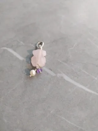 Colgante Tous Oso Piedra Rosa y Perla