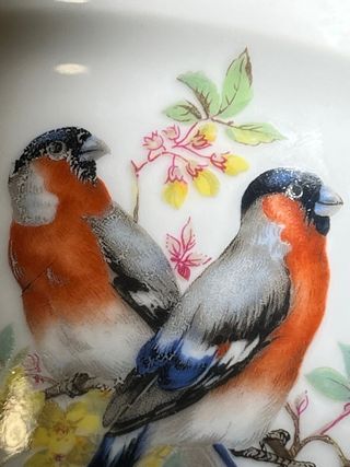 Macetero porcelana vintage pájaros estilo Lladró