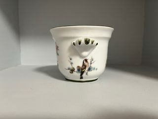 Macetero porcelana vintage pájaros estilo Lladró