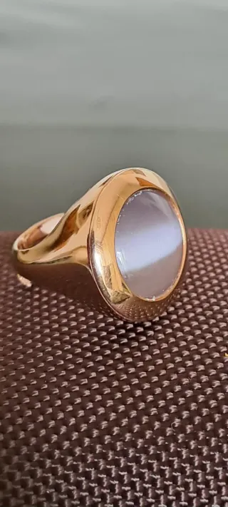 Anello Argento 925 Placcato Oro Calcedonio