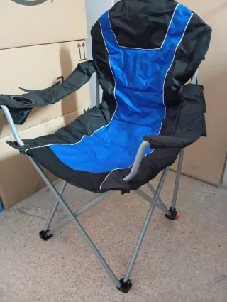 Silla Plegable Camping Relaxdays Azul