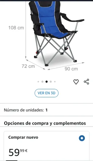 Silla Plegable Camping Relaxdays Azul