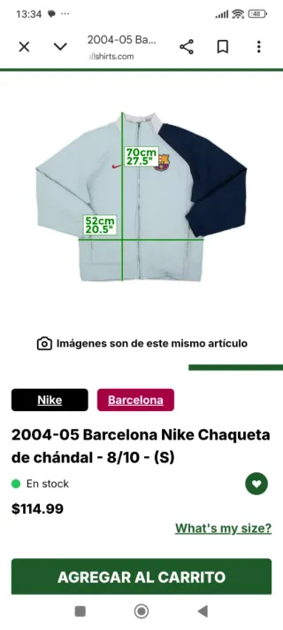 Chaqueta Barcelona Nike Vintage