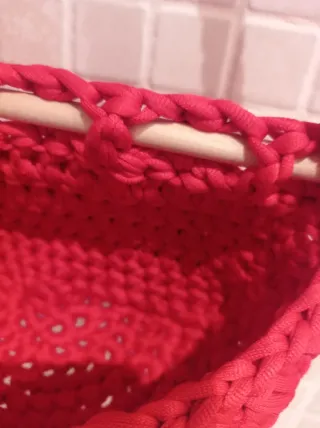 Cesto crochet hecho a mano sin usar