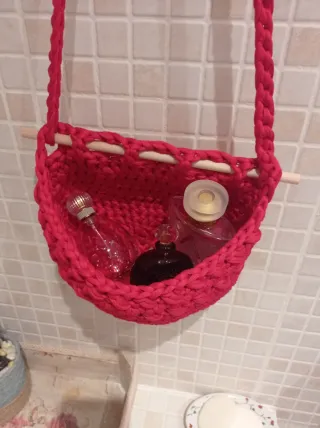 Cesto crochet hecho a mano sin usar