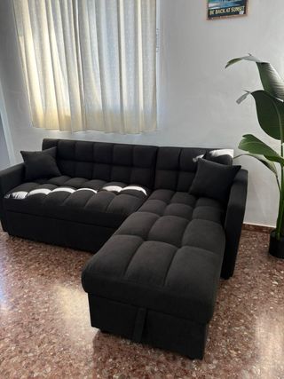 Sofá Cama Negro con Almacenaje - Envio gratis