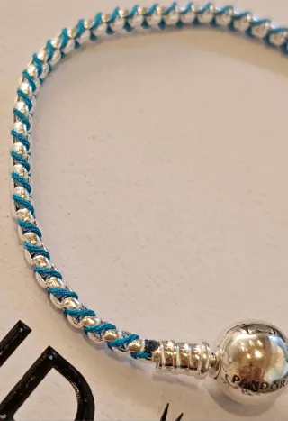 Pulsera Pandora Cordón Azul Plata 21cm
