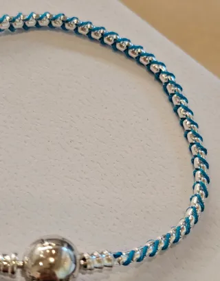 Pulsera Pandora Cordón Azul Plata 21cm