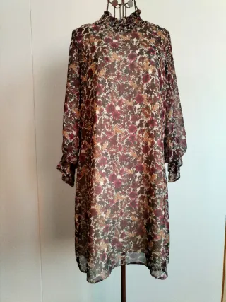 Abito fantasia floreale marrone