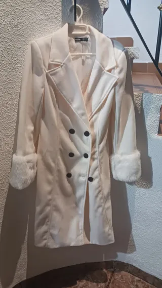 Abrigo SHEIN Beige/Blanco Talla M