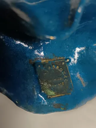 Statua in bronzo con colorazione Blu e argento