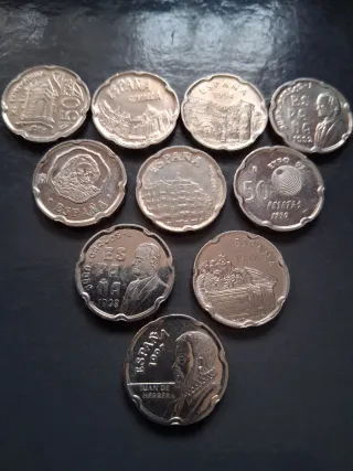 Colección 10 monedas 50 pesetas España