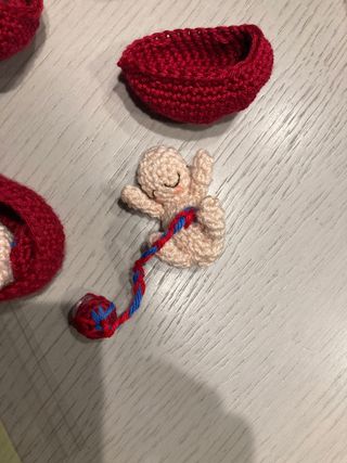 Llavero Útero Bebé Placenta Crochet