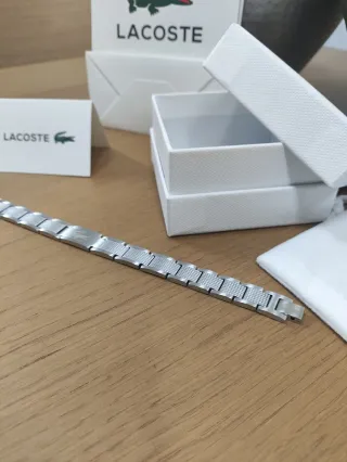 Pulsera Lacoste Doble Logo Acero Plata