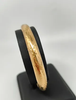 Pulsera caña tallada oro 18kt cadena seguridad