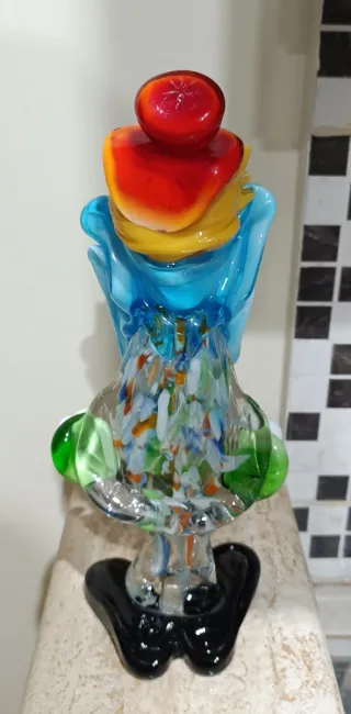 Statuina Clown grande in vetro di Murano