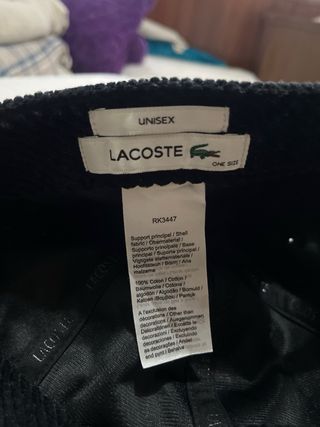 Gorra Lacoste Terciopelo Negra