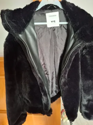 Chaqueta pelo negro mujer T.XS