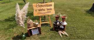 Cartel Bienvenida Boda Madera