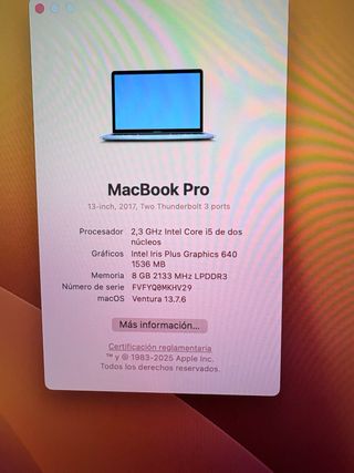MacBook Pro 13” 2017 Plata