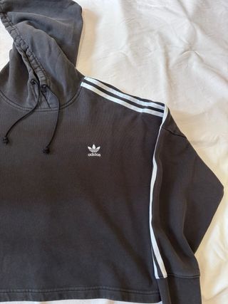 Felpa Adidas nera con strisce bianche taglia L