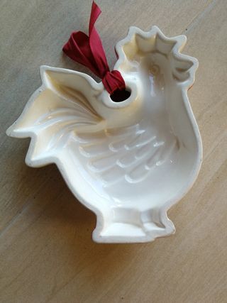 Gallo Ceramica Dipinto A Mano Rosso Bianco