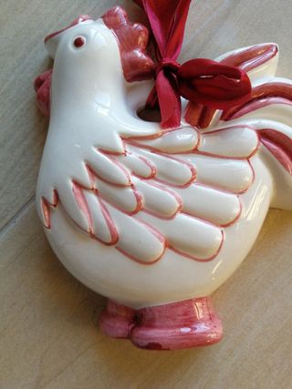 Gallo Ceramica Dipinto A Mano Rosso Bianco
