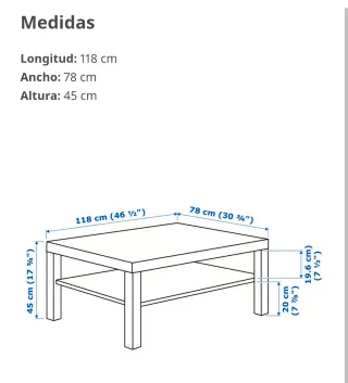 Mesa centro lack roble efecto madera