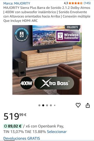 Majority Sierra Plus Dolby Atmos Barra Sonido