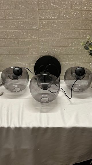 Lámpara colgante 3 tulipas cristal gris